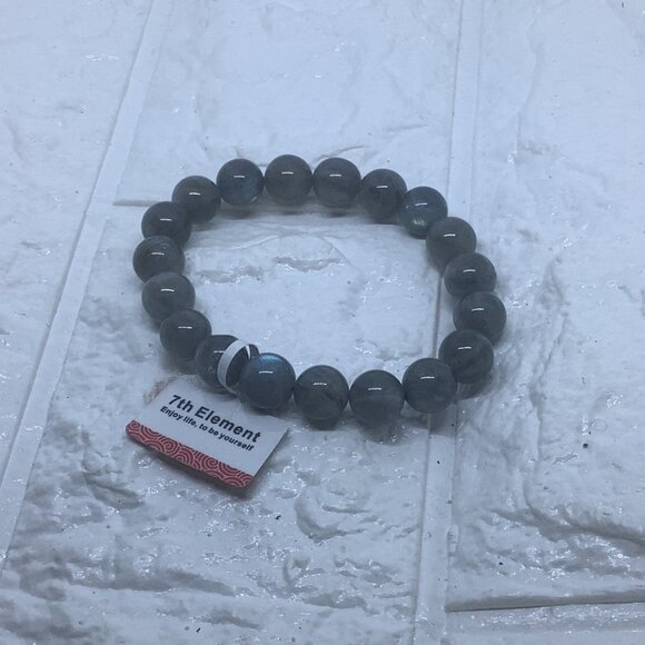 10mm Gray Moonstone Round Bead Balance Bracelet Stretch Bangle Unisex Gemstone - Picture 5 of 6